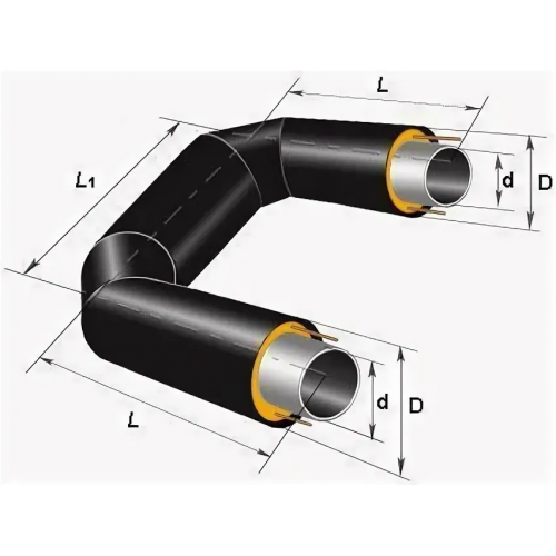 П-образный компенсатор ППУ ПЭ тип 1 Ст3сп 42,3х2,8х38,85х1000 мм ГОСТ 3262-75